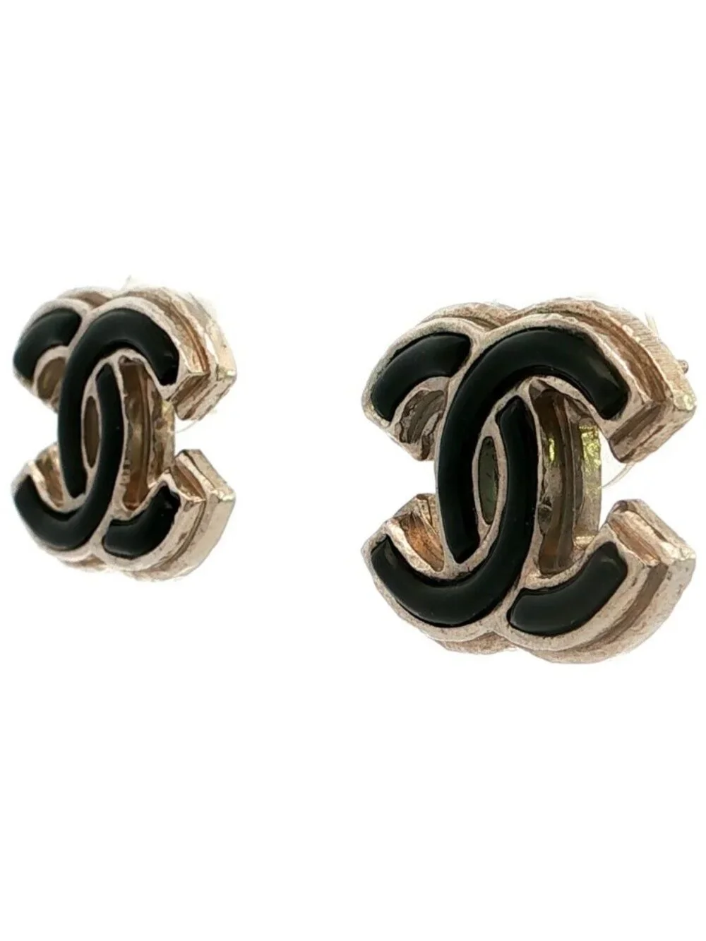 Chanel Rhinestone CC Logo Alloy Earrings Plated Silver